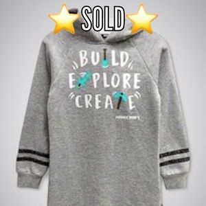 Grey MINECRAFT Longsleeve Hooded GIRL’s Sweatshirt